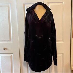 Heyne Bogut Oversized Black And Purple Velvet Hoodie